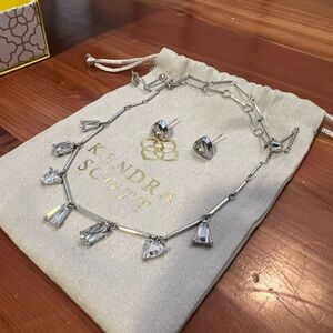 Kendra Scott Silver Necklace with Clear Accents
